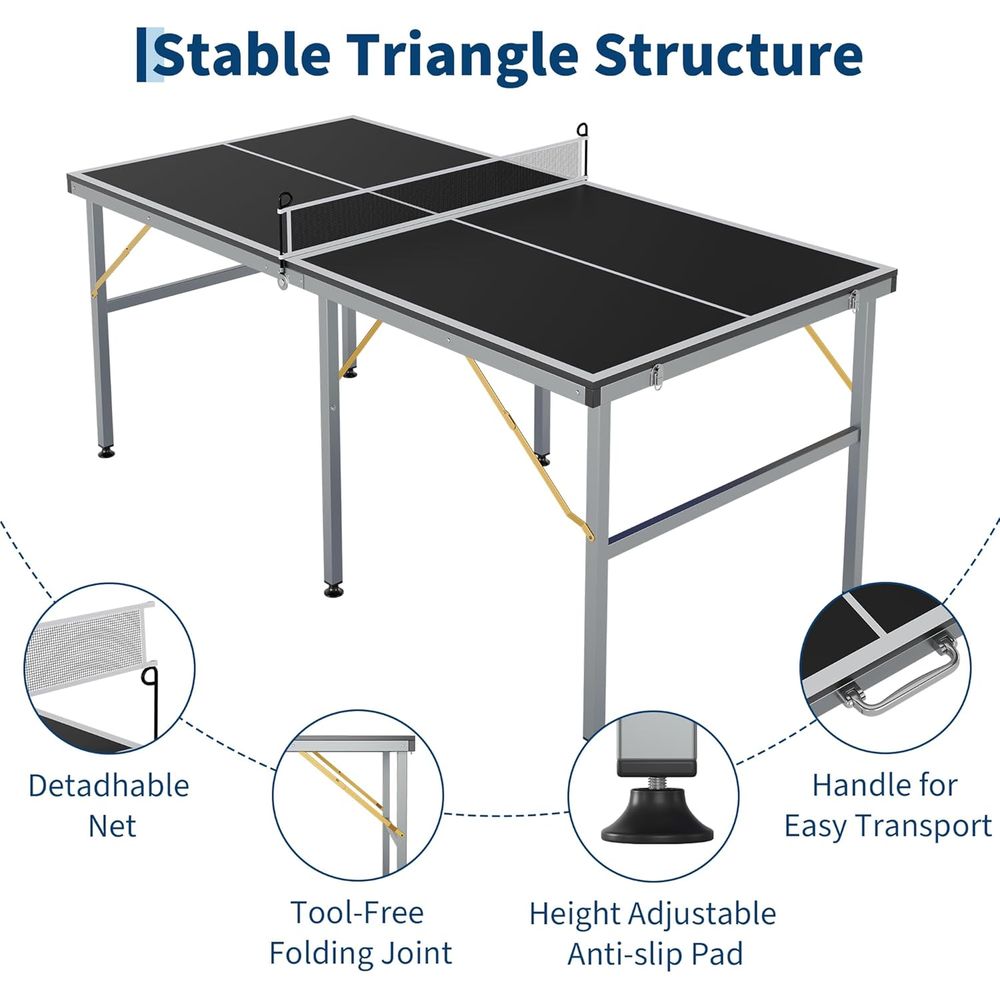 Portable Ping Pong Table,6X3 t - Table Tennis Indoor Or Outdoor ulasan dan harga